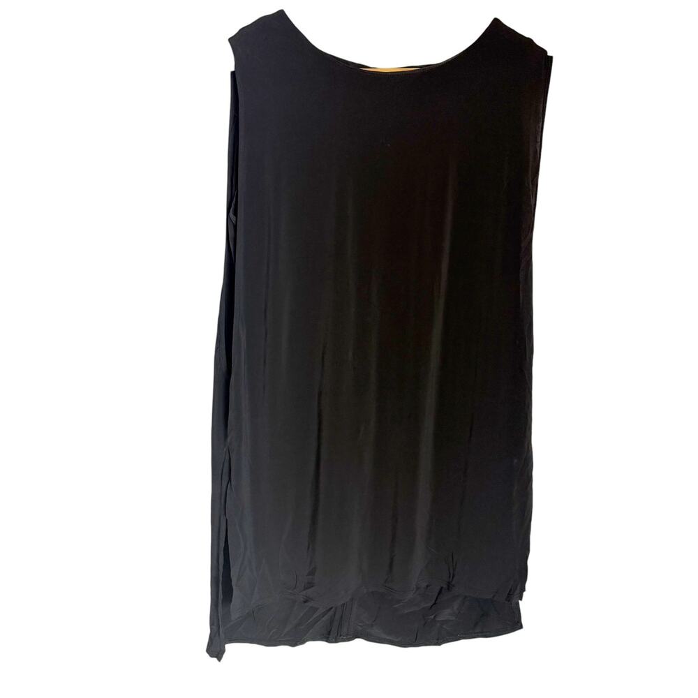 Helmut Lang Solid Black Classic Minimalist Sleeveless Hi-Low Tank Top Size Large